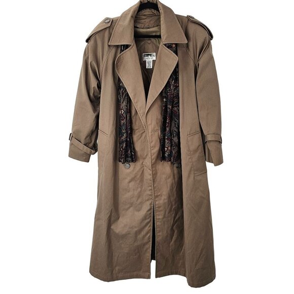 John Weitz Tan Trench Coat Designer Quiet Luxury Rain Overcoat Jacket Poland - Picture 10 of 10